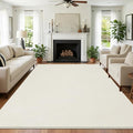 SHACOS Silky Soft Faux Rabbit Fur Area Rug 6'x9', Non Slip Washable Padded Throw Rugs, Fluffy Cozy Indoor Modern Carpet for Living Room Bedroom Dining Room Kids Room Dorm Home Decor, Cream