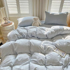 Nayoroom Gingham Duvet Cover Oversized King Blue White Plaid Checkered Comforter Cover 3 Pcs Soft Breathable Washed Microfiber Grid Farmhouse Bedding Set with Pillow Shams