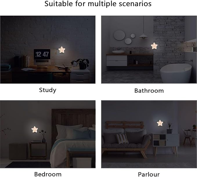 susiyo Plug in Night Light Autumn Pattern Peach Color Pumpkins Cute Star Shape Nightlight for Bedroom Hallway Stairs