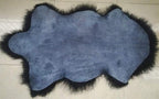 Genuine Tibetan/Mongolian Lambskin Sheepskin Hide Pelt Throw Area Rug Plate Wool Carpet Real Sheep Fur in Bedroom, Living Room 3.5x2Ft (Black)