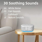 Small Digital Alarm Clock for Bedrooms Sound Machine with 30 Soothing Sound Plug in Desk Clock with Night Light Noise Machine Battery Backup 15 Wake up Sound Clock for Teen Kid Heavy Sleeper Snooze