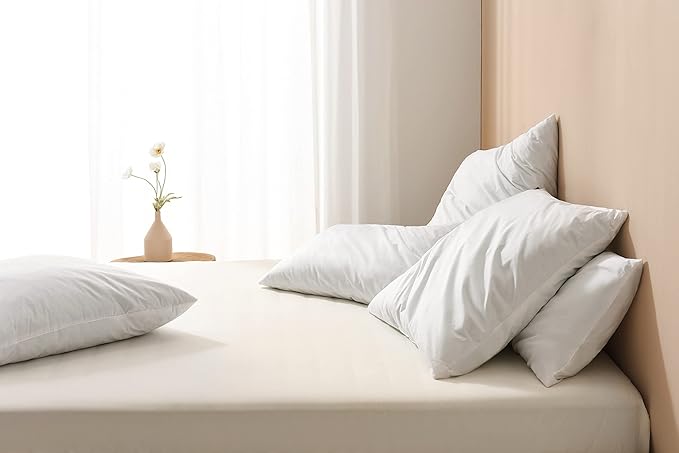 basic home 18x18 Pillow Inserts-Shredded Latex Memory Foam Fill-High Density Throw Pillow Inserts with Long Support-Home Couch Hotel Collection-Cotton Fabric-2 Pack