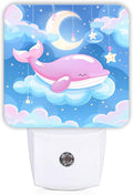 Whale Night Lights Plug Into Wall, Cute Playful Moon Stars Summer Peach Energy Saving Automatic Led Night Lights for Bedroom Bathroom Hallway Kitchen Decor 1pcs