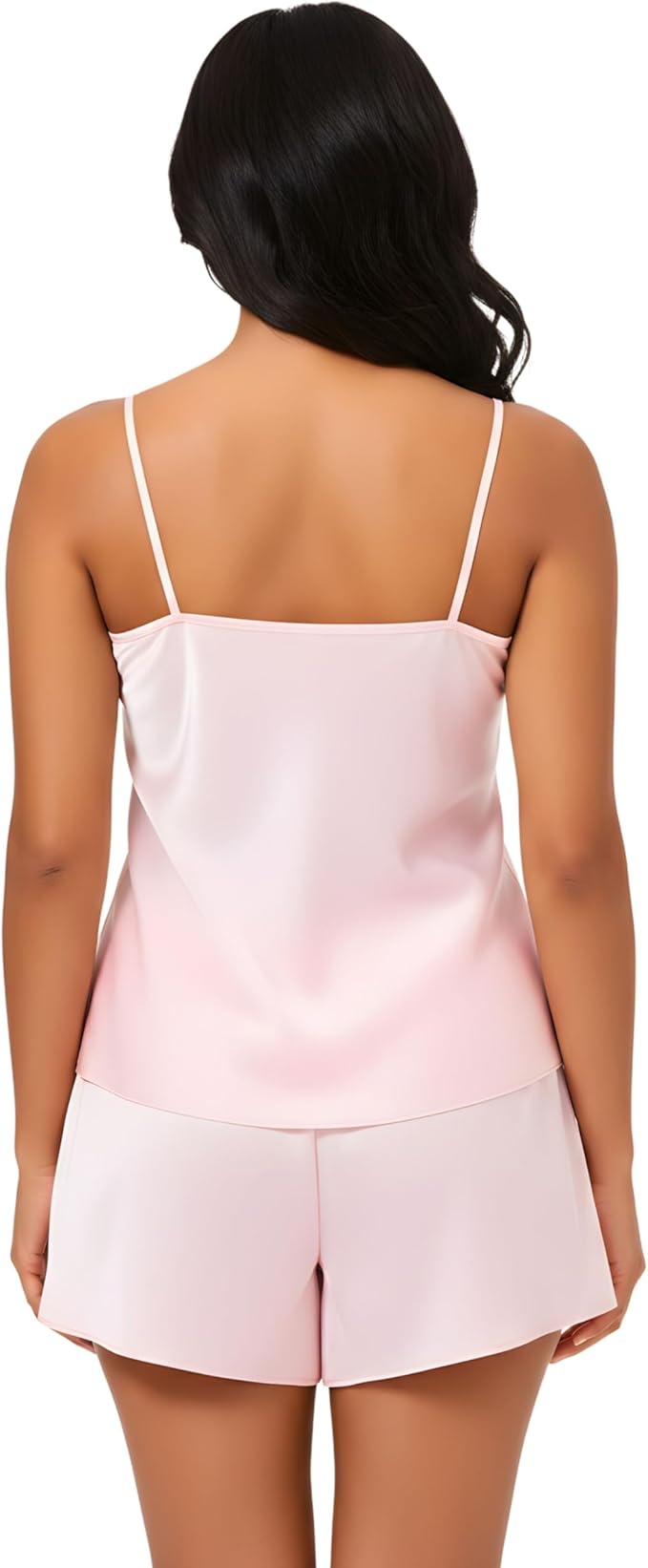 Women’s Satin Cami and Shorts Pajama Set – Silky Soft Lightweight Sleepwear with Adjustable Straps