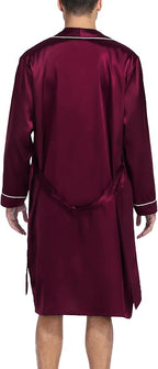 SWOMOG Men's Satin Robe Silky Kimono Bathrobe with Shorts Set Lightweight Soft Loungewear Nightwear
