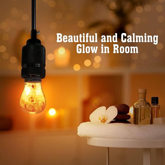 Himalayan Glow LED Light Bulb, Patent Design 60-Watt Equivalent, Warm Amber Glow, Salt Bulb Light, 4 Count