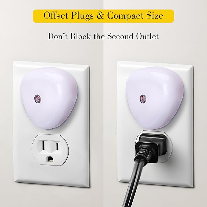 KINUR LED Night Light Plug into Wall,2700K Warmwhite,Nightlight Dusk to Dawn Sensor Automatic On and Off,Night Lamp,0.5W Led Night Light for Kids, Nursery, Bedroom, Hallway, Stair, Kitchen,6 Pack