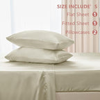 CozyLux Satin Sheets Full Size Sheets - 4 Piece Silky Full Size Bed Sheets, Luxury Cream Full Bed Set with Smooth and Soft Microfiber, Includes 1 Fitted Sheet, 1 Flat Sheet and 2 Pillowcases