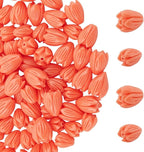 1 Box 100Pcs Carved Flower Beads Coral Jewelry Beads Jasmine Floral 3D Small Light Salmon Dyed Synthetic Coral Loose Smooth Spacers for Jewelry Making Necklace Bracelet DIY Craft Accessories