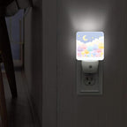 Mushroom Night Lights Plug Into Wall, Fanciful Playful Moon Stars Spring Pastel Peach Plug in Night Light with Dusk to Dawn Sensor for Guest Room Basement Office Decor 1pcs