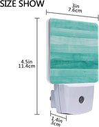 Plug in Night Light Lamp, Teal Turquoise Green Wood Dusk to Dawn Sensor LED Nightlight Smart Automatically Lights Bedroom, Bathroom, Kitchen, Hallway, Stairs, Energy