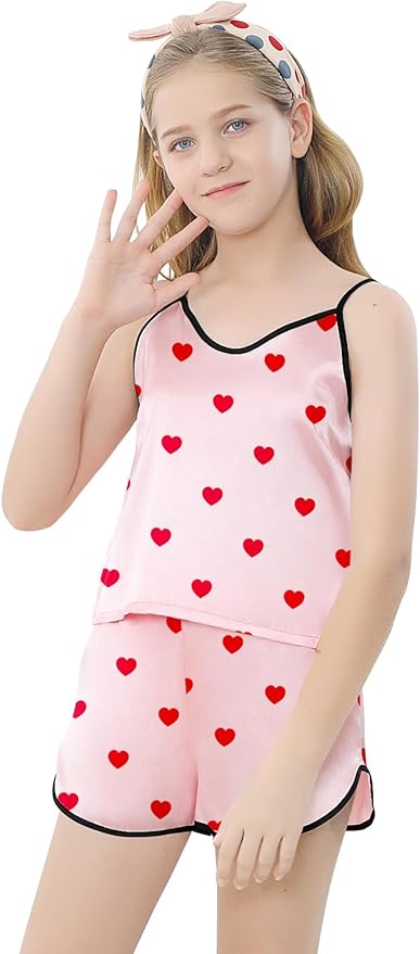 Girls & Women Silk Pajamas Set Satin Camisole Sleepwear 2 Piece Pjs, 3 Years - Women XXL