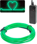 JIGUOOR EL Wire Battery Pack 9.8ft / 3m Bright Neon Light Strip 360° Illumination Neon Tube Rope Lights for DIY, Festival, Party Decoration, Pub, Halloween, Chrismas (9.8ft / 3m, Green)