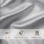 Vielit King Satin Pillowcase for Hair 2pc,Similar to Silk Pillow Cases,Easier Care Than Silk Pillowcase Gifts for Women Men,Grey,20x36 & Envelope Closure and 2 Satin Scrunchies