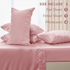 CozyLux Satin Sheets King Size Sheet Set - 6 Piece Silky King Sheets, Luxury Dirty Pink King Bed Set with Smooth and Soft Microfiber, Includes 1 Fitted Sheet, 1 Flat Sheet and 4 Pillowcases