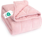 Topblan Sherpa Fleece Weighted Blanket for Adult, 15 lbs Dual Sided Cozy Fluffy Heavy Blanket, Ultra Fuzzy Throw Blanket with Soft Plush Flannel Top, 48 x 72 inches, Pink