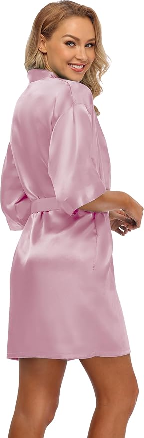 Robe for Women Silky Lightweight Satin Kimono Bride Bridesmaids Wedding Party Robes Dressing Gown Summer Loungewear