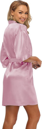 Robe for Women Silky Lightweight Satin Kimono Bride Bridesmaids Wedding Party Robes Dressing Gown Summer Loungewear