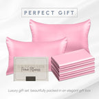 Elegant Comfort 6-Pack Cooling Viscose Satin Pillowcase Set with Hidden Zipper Closure, Silky Smooth for Hair and Skin Care-Beautiful Gift Box-6-Piece Satin Pillowcase Set, Standard/Queen, Light Pink