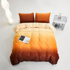 Luxlovery Orange Gradient Velvet Comforter Twin Women Girls Sunset Color Fluffy Flannel Bedding Comforter Set Art Style Sherpa Quilts Blanket Soft Warm Winter Bedding Set for Twin Bed