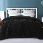 Exclusivo Mezcla Fleece King Size Blanket for Bed, 90x104 Inches Soft Cozy Jacquard Flannel Blankets, Lightweight Fuzzy Plush Warm for Women, Black