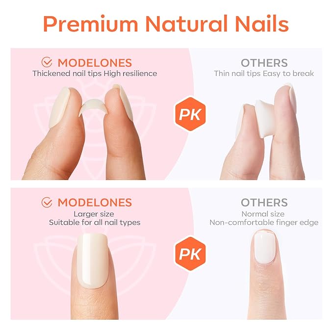 Modelones Green Press on Nails, Spring Short Square Fake Nails, Reusable Nail Kit with Nail Glue Adhesive Tabs Mini Nail File, Nails Press Ons 32Pcs16 Sizes, Women Girl Gift