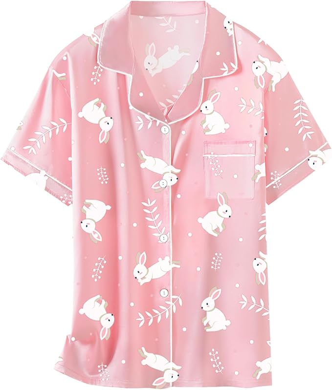 Girls & Womens Satin Pajamas Set, Silk Button-Down Sleepwear 2 Piece Nightwear, 3 Years - Women XXL
