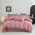 Cottonight Pink Comforter Set Queen Women Girls Blush Pink Bedding Set Full Quilts Blanket Solid Color Dusty Rose Comforter Set
