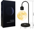Magnetic Levitating Moon Lamp with 15W Wireless Phone Charger 3-Color LED Floating Night Light Desk Lamp for Bedroom Home Office Decor