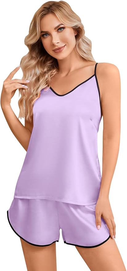 Girls & Women Silk Pajamas Set Satin Camisole Sleepwear 2 Piece Pjs, 3 Years - Women XXL