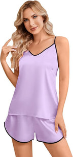 Girls & Women Silk Pajamas Set Satin Camisole Sleepwear 2 Piece Pjs, 3 Years - Women XXL