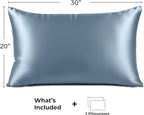 Satin Pillowcase 2 Pack - Queen Size (20"x30", SkyBlue) - Silky Pillow Cases for Hair and Skin - Satin Pillow Covers with Envelope Closure - Extra Soft Premium Microfiber