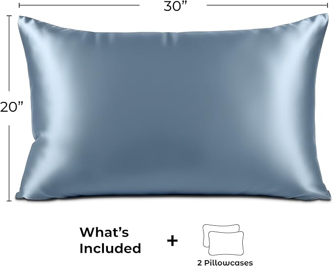 Satin Pillowcase 2 Pack - Queen Size (20"x30", SkyBlue) - Silky Pillow Cases for Hair and Skin - Satin Pillow Covers with Envelope Closure - Extra Soft Premium Microfiber