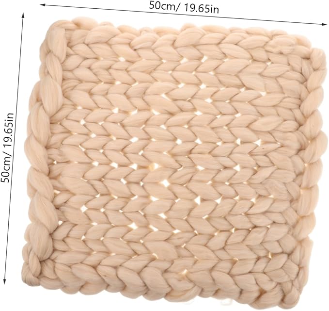 0.35kg Handmade Chunky Knit Throw Blanket Soft Cozy Large Breathable Knit for Sofa Chair Bed Stylish Nordic Design Beige