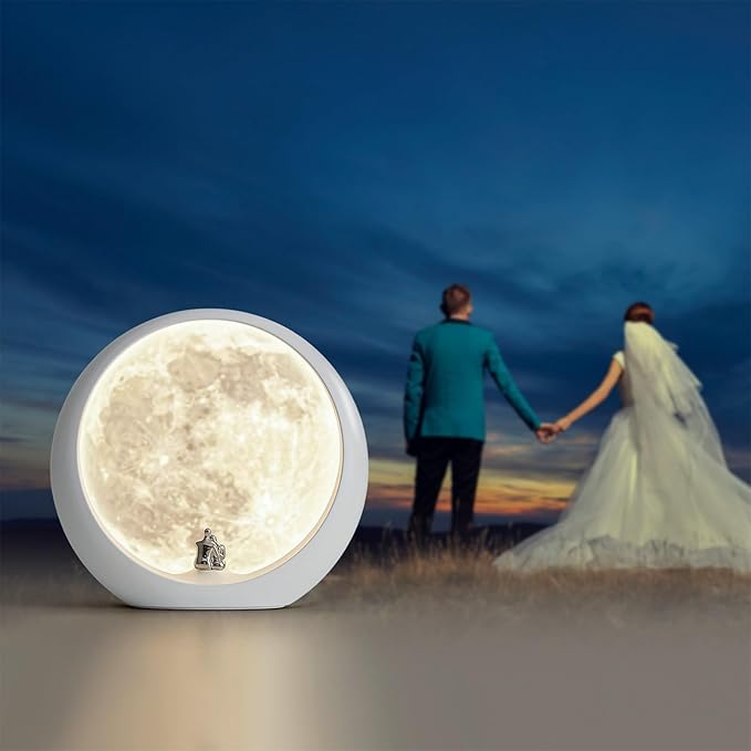 mamre Super Moon Night Light - Dimmable Table Lamp for Home Decor Unique Couple's Gift for Anniversaries, Weddings, Valentine's Day, and Christmas
