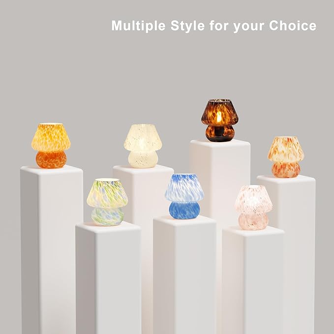 Dawnwake Mushroom Lamp Table Lamp for Bedroom,Small Desk Bedside Lamps for Living Room,Mushroom Decor Cute Mini Modern Mid Century Lamps for Night Stands,Aesthetic Home Living Room Decor(Flame Cream)