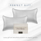 Elegant Comfort 2-Pack Cooling Viscose Satin Pillowcase Set with Hidden Zipper Closure, Silky Smooth for Best Hair and Skin Care-Beautiful Gift Box-2-Piece Satin Pillowcase Set, King, Silver Gray
