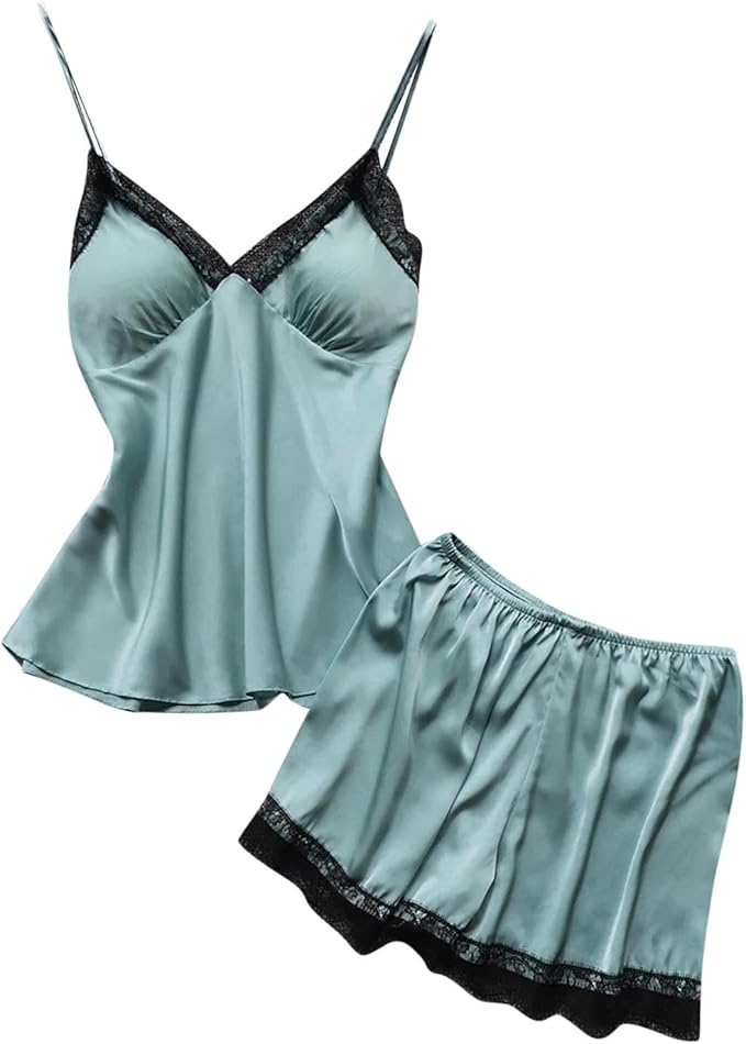 Women's 4pcs Silk Satin Pajamas Set Floral Lace Trim Dress with Robe Lounge Sleepwear Nightdress Novelty Loungewear
