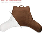 Clara Clark Reading Pillow for Kids & Teens with Shredded Memory Foam, Backrest Pillows for Reading, Watching, and Gaming, on Couch, Bed, Floor, Adjustable Support with Washable Cover Chocolate Brown