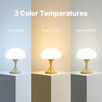 MAGCHARM Mushroom Lamp, 5W LED Cordless Rechargeable Table Lamp with Glass Shade, Small Retro Dimmable Touch Light with 3 Color Temps, Aesthetic Mid Century Bedside Light for Bedroom Ambient, Mustard