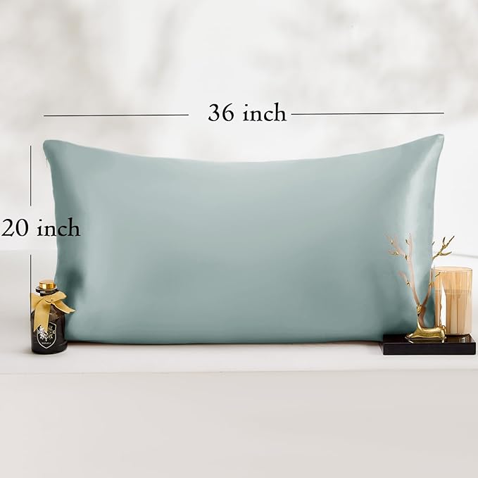 Vielit King Satin Pillowcase for Hair 2pc,Similar to Silk Pillow Cases,Easier Care Than Silk Pillowcase Gifts for Women Men,Sage Green,20x36 & Envelope Closure and 2 Satin Scrunchies