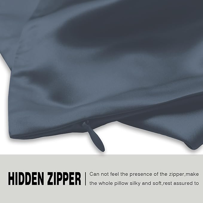 Mulberry Silk Pillowcase for Hair and Skin Pillow Case with Hidden Zipper Soft Breathable Smooth Cooling Silk Pillow Covers for Sleeping (Space Grey, King,1Pcs)