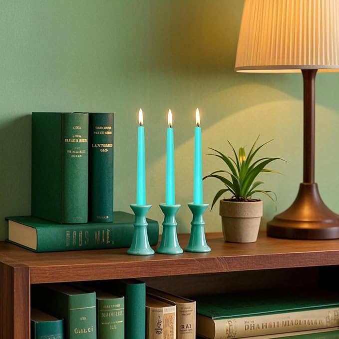 12-Pack Mint Green Taper Candles, 10 Inch Unscented Dripless Candlesticks, Long-Lasting Burn Time of 7-8 Hours, Perfect for Home Décor, Spring and St. Patrick's Day