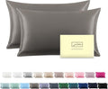 Silk Pillow Cases 2 Pack Soft Breathable and Sliky King Size Pillow Cases Set of 2,Natural Mulberry Silk Pillowcase Set of 2 for Hair and Skin with Hidden Zipper (Gray,20"X 36",2pcs)