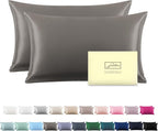 Silk Pillow Cases 2 Pack Soft Breathable and Sliky King Size Pillow Cases Set of 2,Natural Mulberry Silk Pillowcase Set of 2 for Hair and Skin with Hidden Zipper (Gray,20"X 36",2pcs)