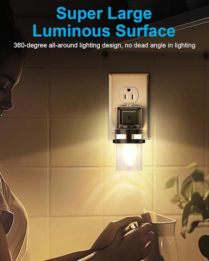 OuuKoo Night Light Bulbs - 4W Dimmable Warm White - E12 Base - Small Clear Glass, C7