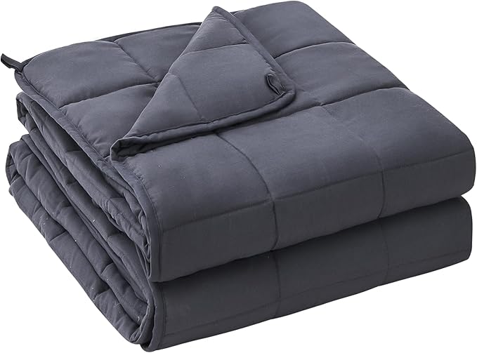 yescool Weighted Blanket for Adults (10 lbs, 48" x 72", Grey) Cooling Heavy Blanket for Sleeping Perfect for 90-110 lbs, Twin Size Breathable Blanket with Premium Glass Bead, Machine Washable