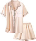 Girls & Womens Satin Pajamas Set, Silk Button-Down Sleepwear 2 Piece Nightwear, 3 Years - Women XXL