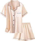 Girls & Womens Satin Pajamas Set, Silk Button-Down Sleepwear 2 Piece Nightwear, 3 Years - Women XXL