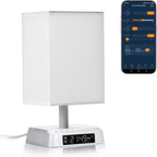 Sunrise Alarm Clock Wake Up Light - 3 Color LED with Sound & Light Awakening, Bioclock Adjustment & APP Control, Square Linen Shade for Bedroom Bedside
